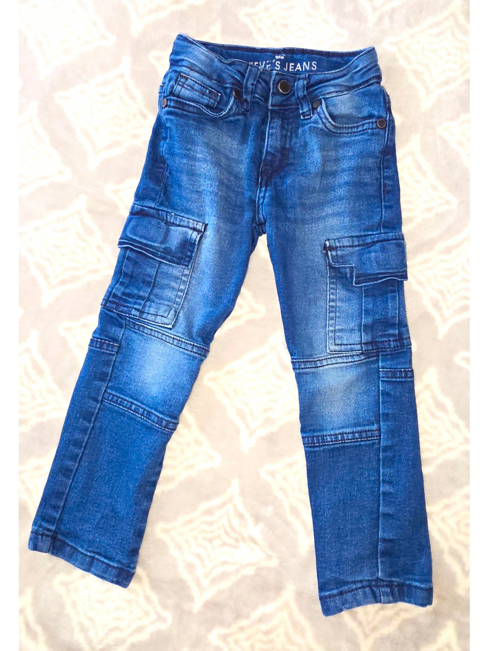 Steve's Jeans Boys 3T Blue Slim Skinny Denim Cargo Pocket Stretch Jeans